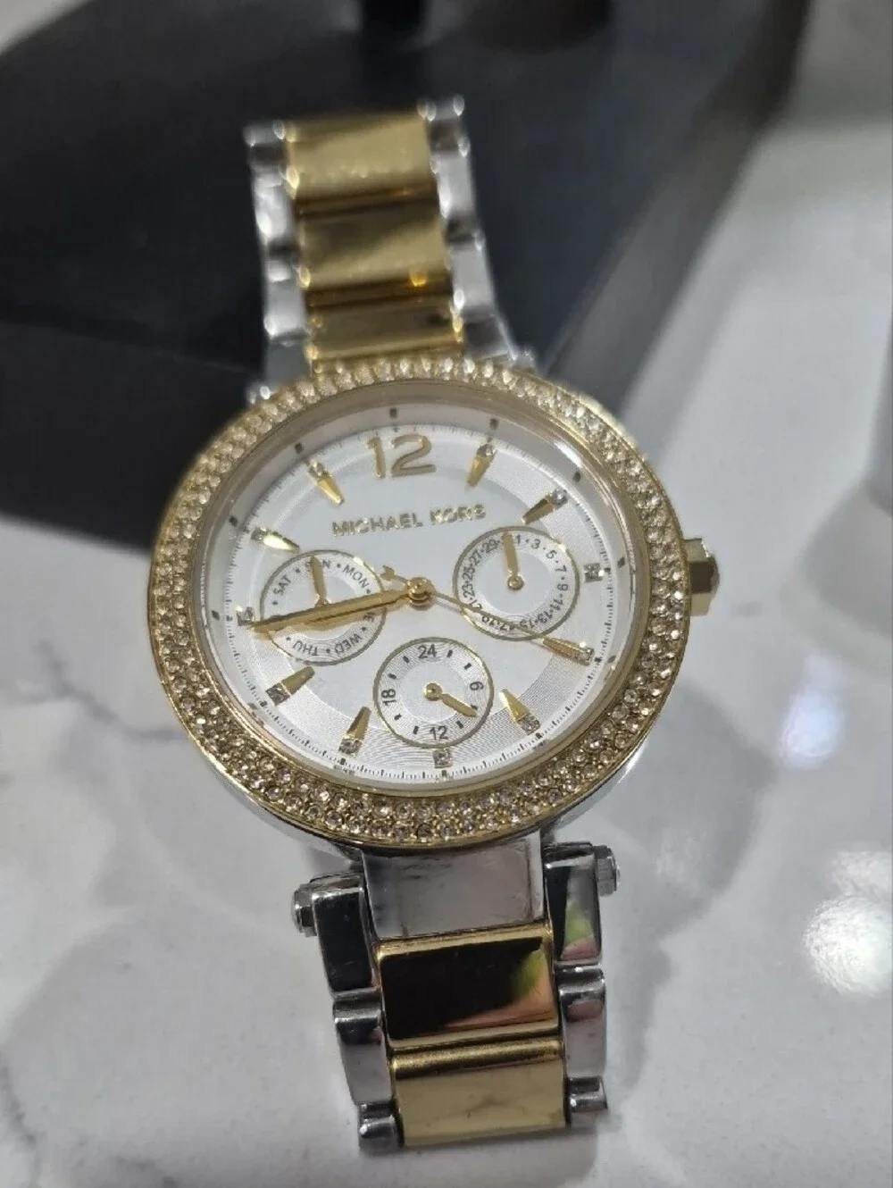 Michael Kors Two-Tone Gold and Silver Crystal Bezel Women's Watch